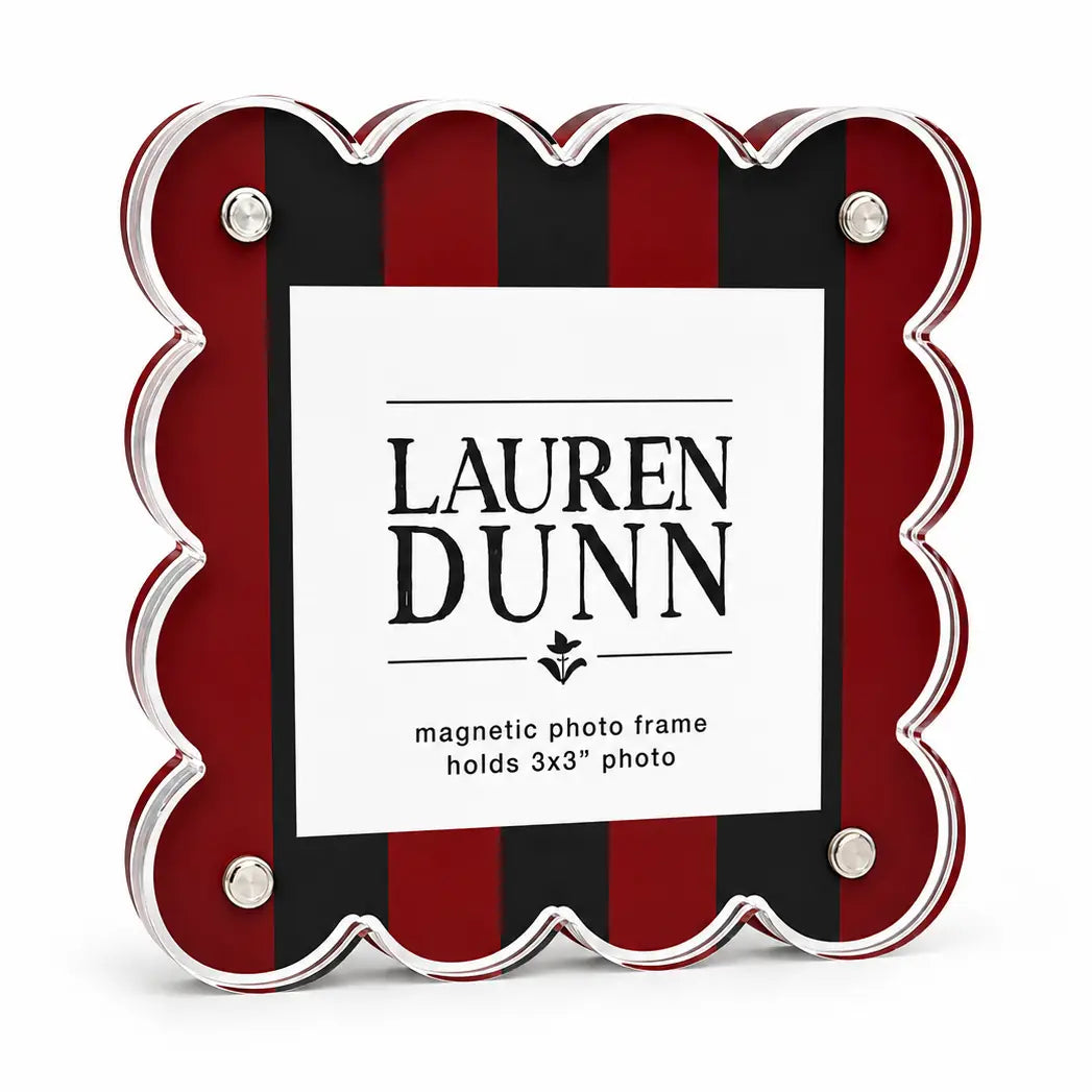 Gameday Scalloped Acrylic Frame | Garnet Red & Black Striped