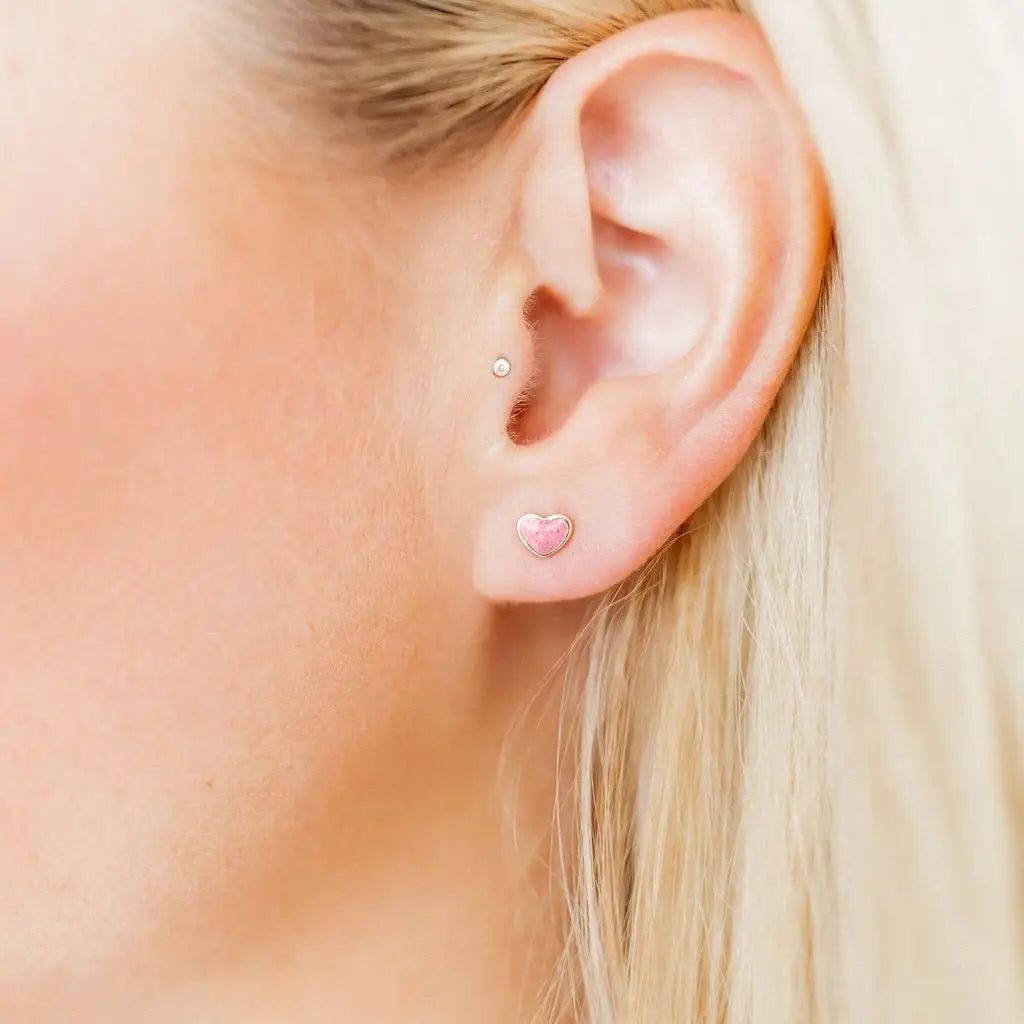 Screwback Stud Earrings | Nora Heart Pink