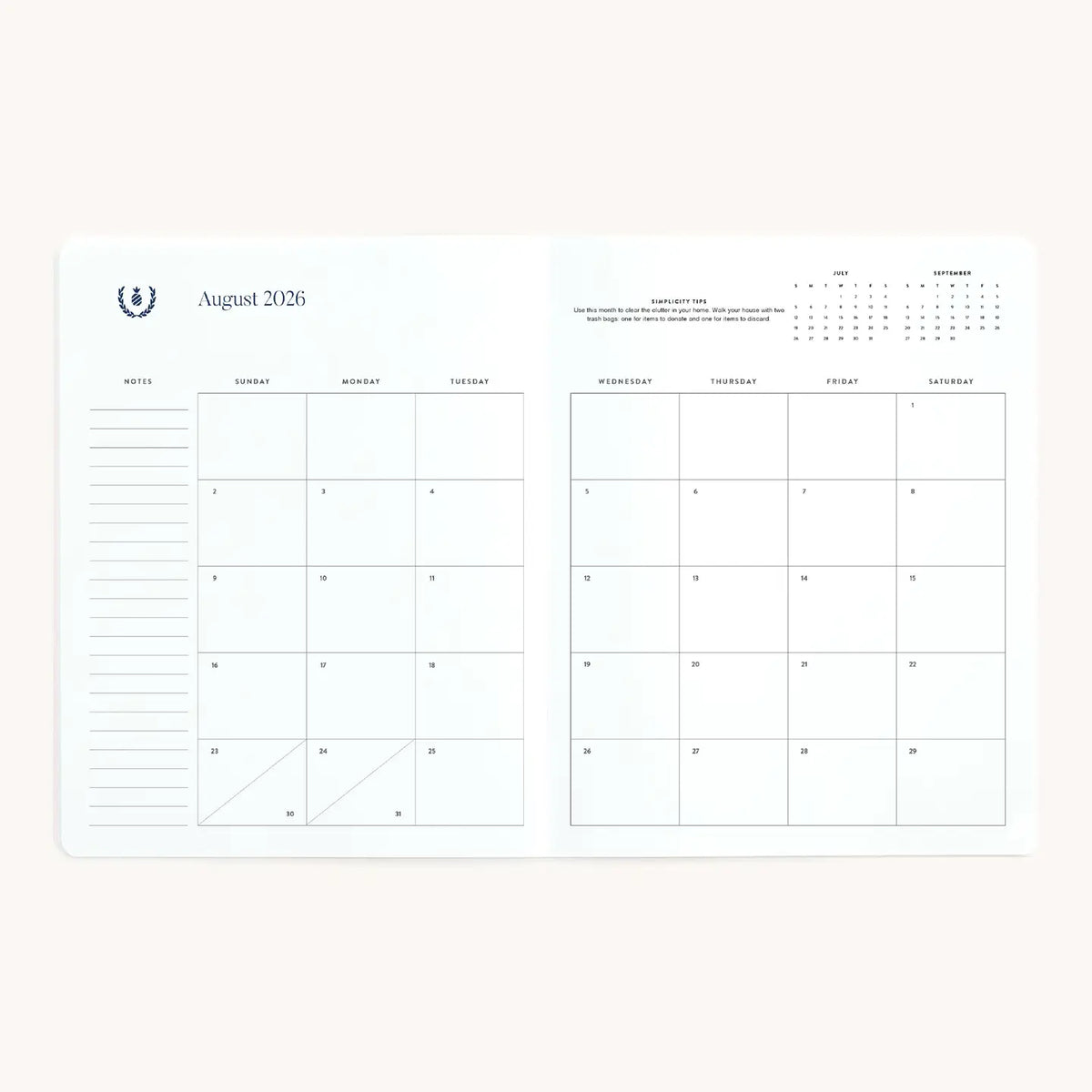 2026-2027 Softcover Monthly Simplified Planner | Happy Stripe