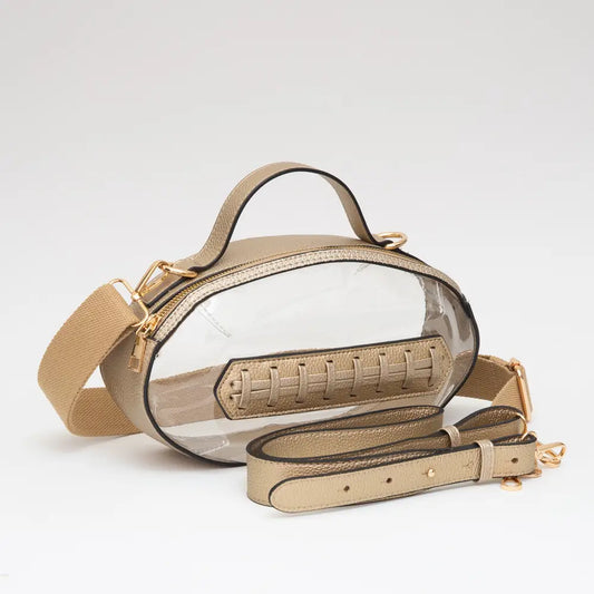 Football Shaped Clear Purse | Gold