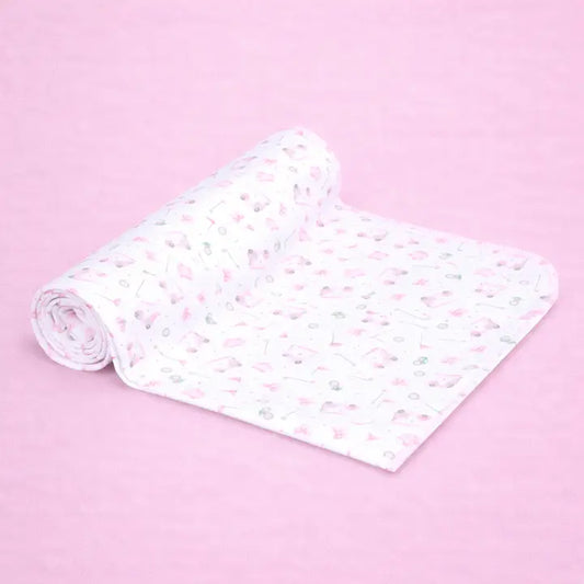 Little Golfer Print Swaddle Blanket | Pink