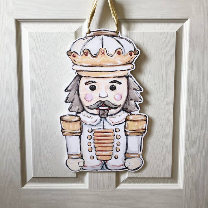Door Hanger | White/Gold Nutcracker