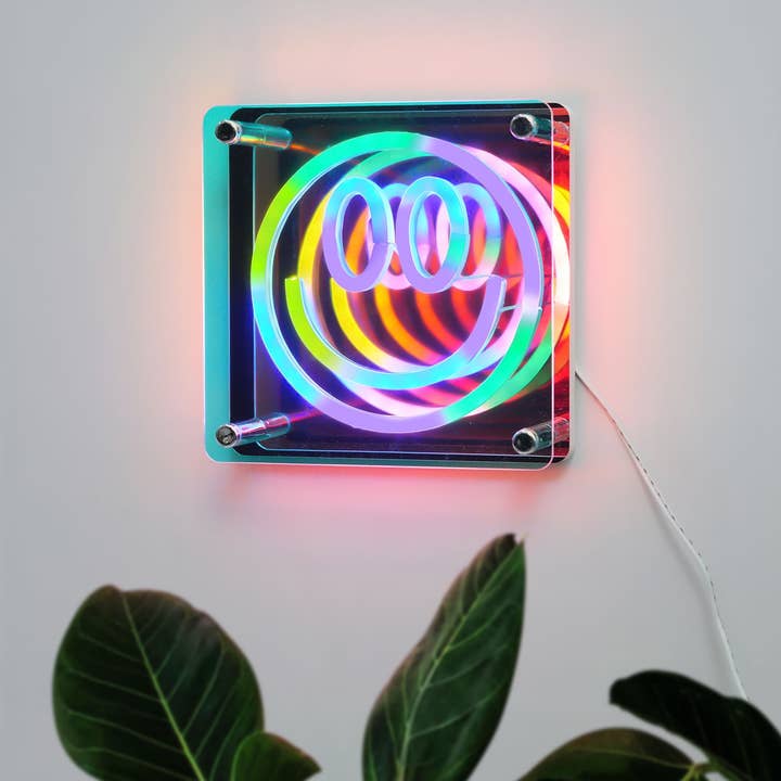 Neon Art Infinity Mirror Lights Wall & Desk Sign | Smile