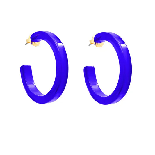 Medium Resin Hoop Earring | Cobalt