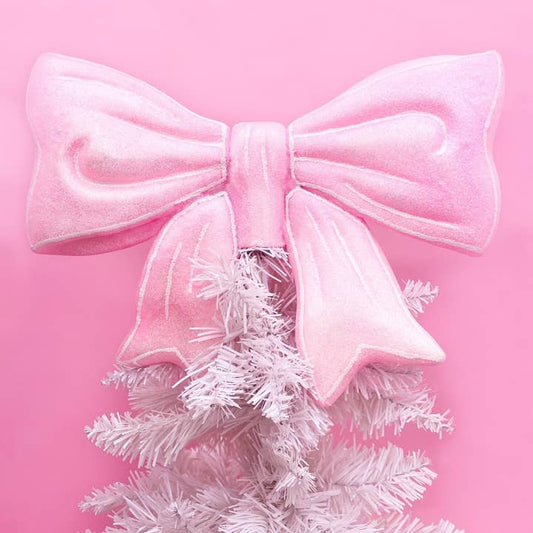 Christmas Tree Topper | Pink Glitter Bow