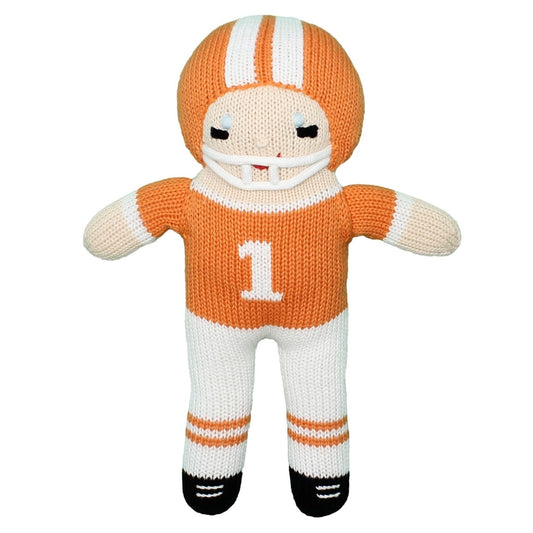 Knit Rattle | Football Player | Orange/White