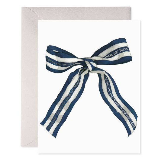 Thank You Card | Navy Striped Bow