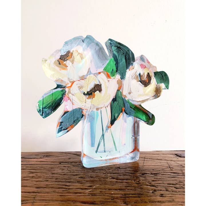 Large Acrylic Bloom Block | Peonies