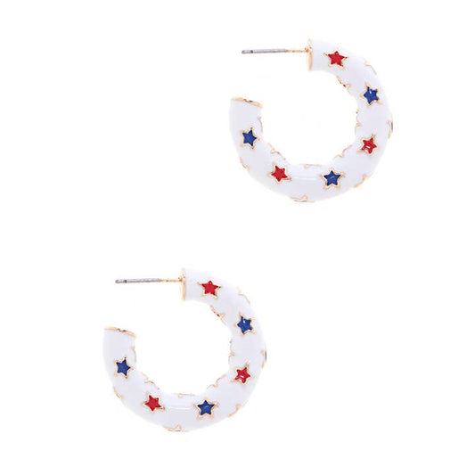 Earrings | Red White & Blue Stars | White