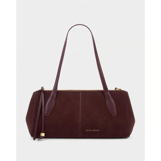 Hattie Suedette Shoulder Bag | Cherry