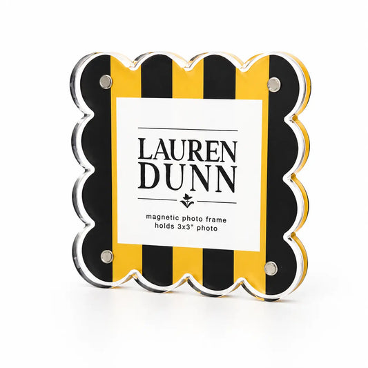 Gameday Scalloped Acrylic Frame | Bright Gold & Black Striped