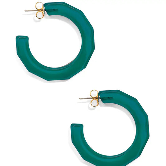 Small Textured Hoop Earring | Dark Teal