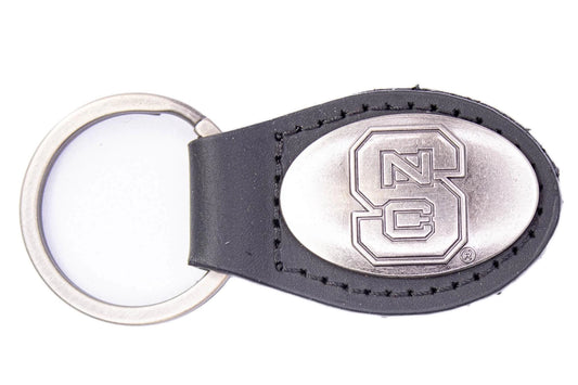Black Leather Keychain | NC State