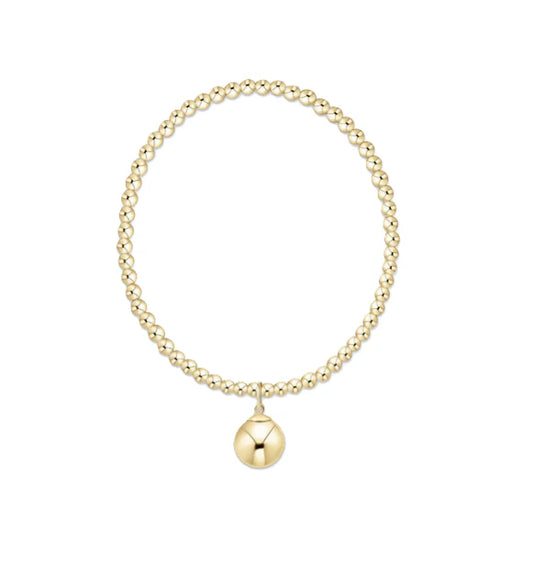 Classic Gold 3mm Bracelet | Classic Gold 10mm Charm