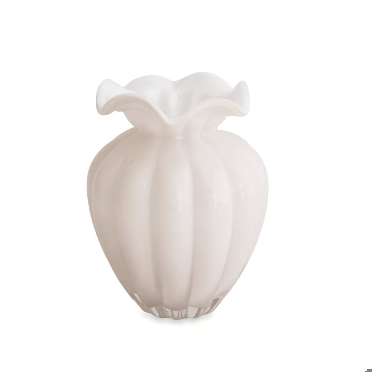 Glass Petal Large Vase | Cream
