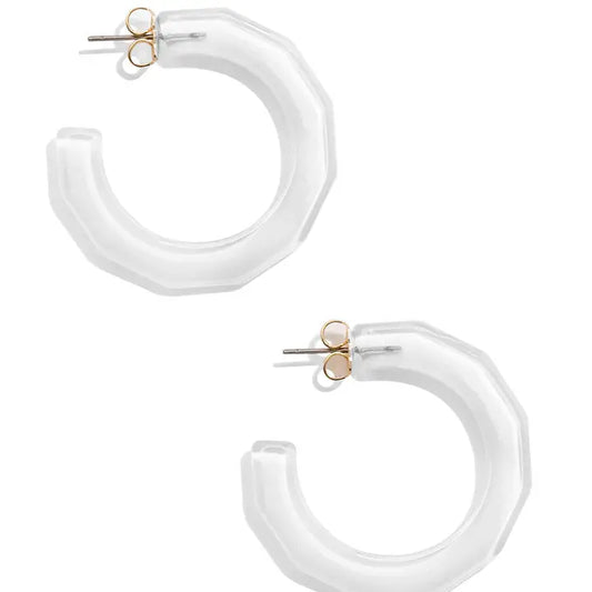 Small Textured Hoop Earring | White