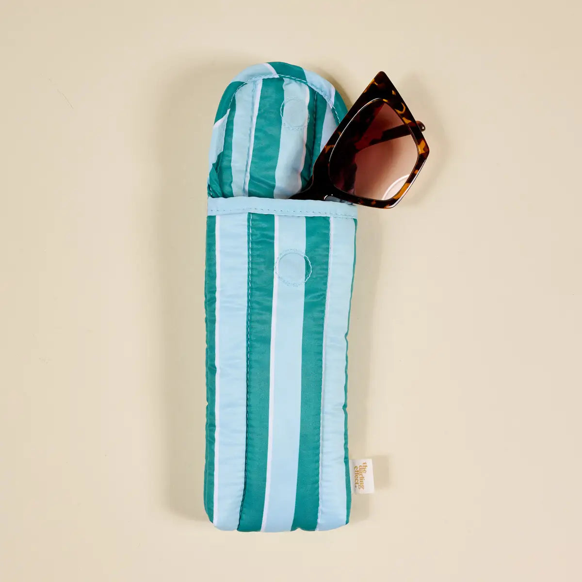 Puffy Sunglasses Case | Sicily Stripes Teal