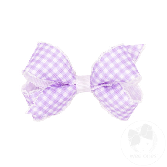 Gingham | Light Orchid Moonstitch Grosgrain  Bow