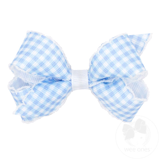 Gingham | Blue Moonstitch Grosgrain  Bow