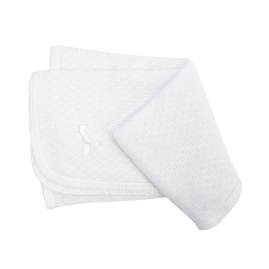 White Swaddle Blanket w/Bows | White/White