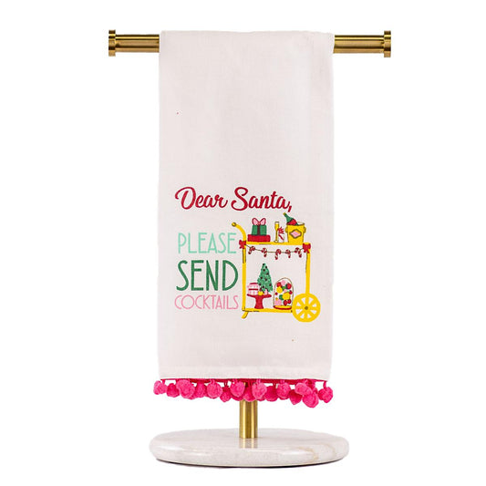 Hand Towel | Pom Pom | Santa Send Cocktails