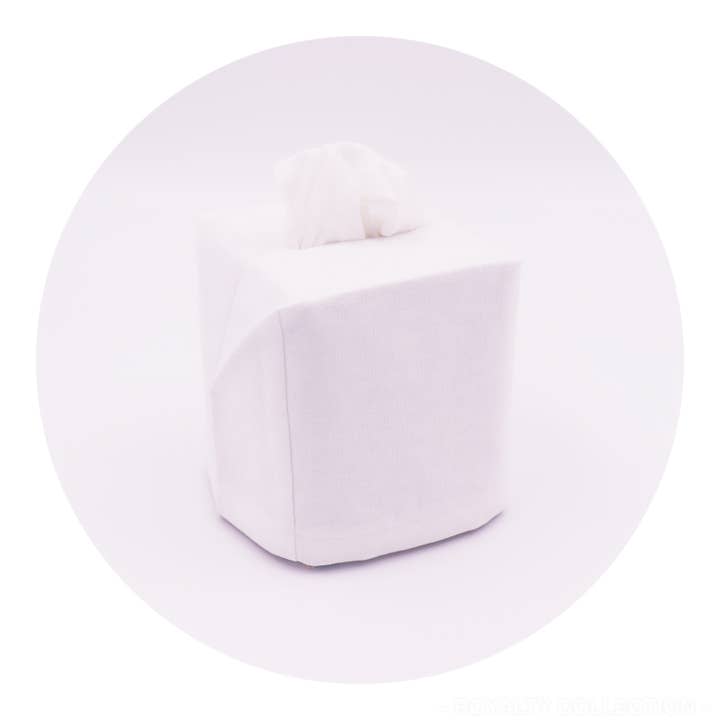 Linen Blend Tissue Box Cover | White