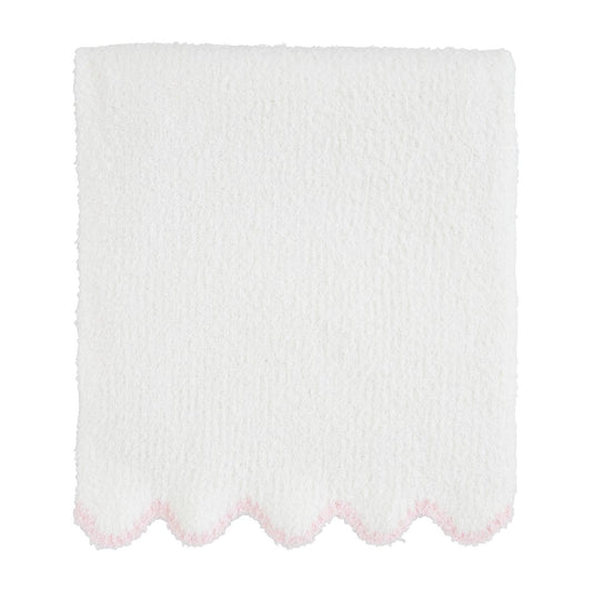 Chenille Blanket | Pink Trim Scallop