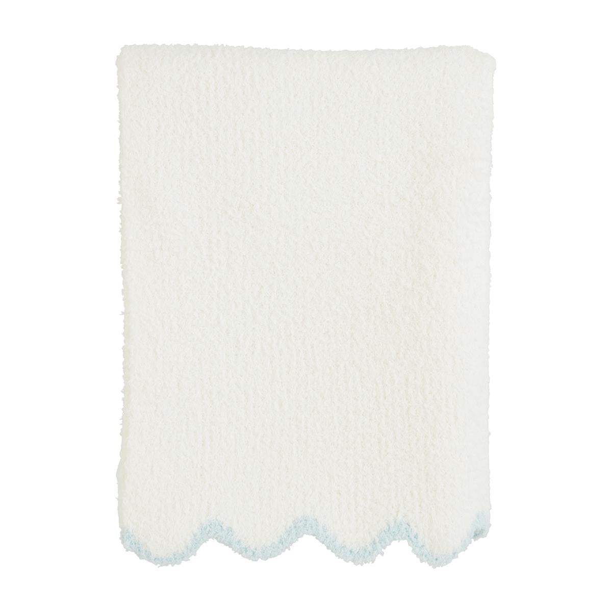 Chenille Blanket | Blue Trim Scallop