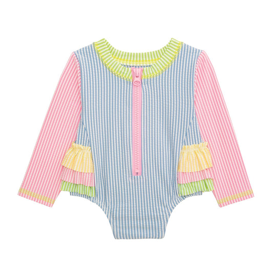 Ruffle Seersucker One-Piece Rash Guard