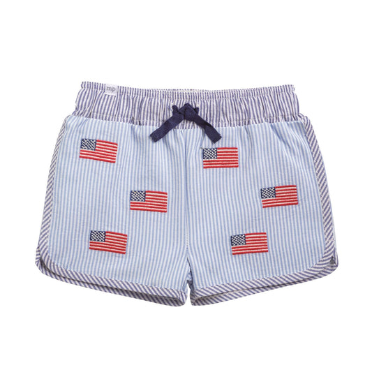 Kids Patterned Flag Swim Trunks