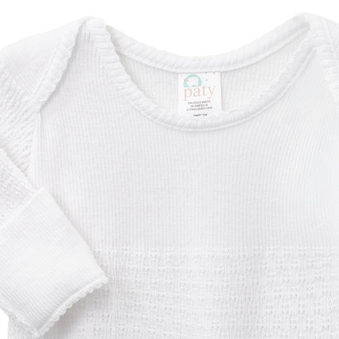 Newborn Overlap Shoulder Gown w/Bows | White/White