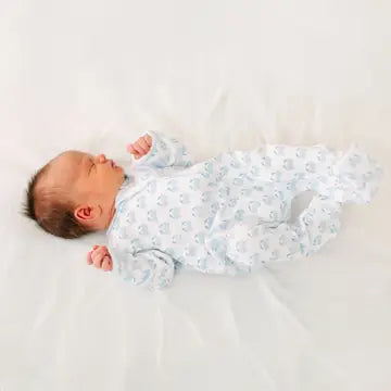 Little Crawlers Print Zip Footie | Light Blue