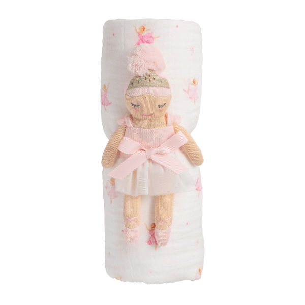 Ballerina Swaddle & Rattle Set