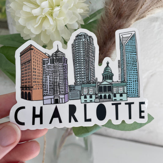 Charlotte, NC Skyline - Sticker
