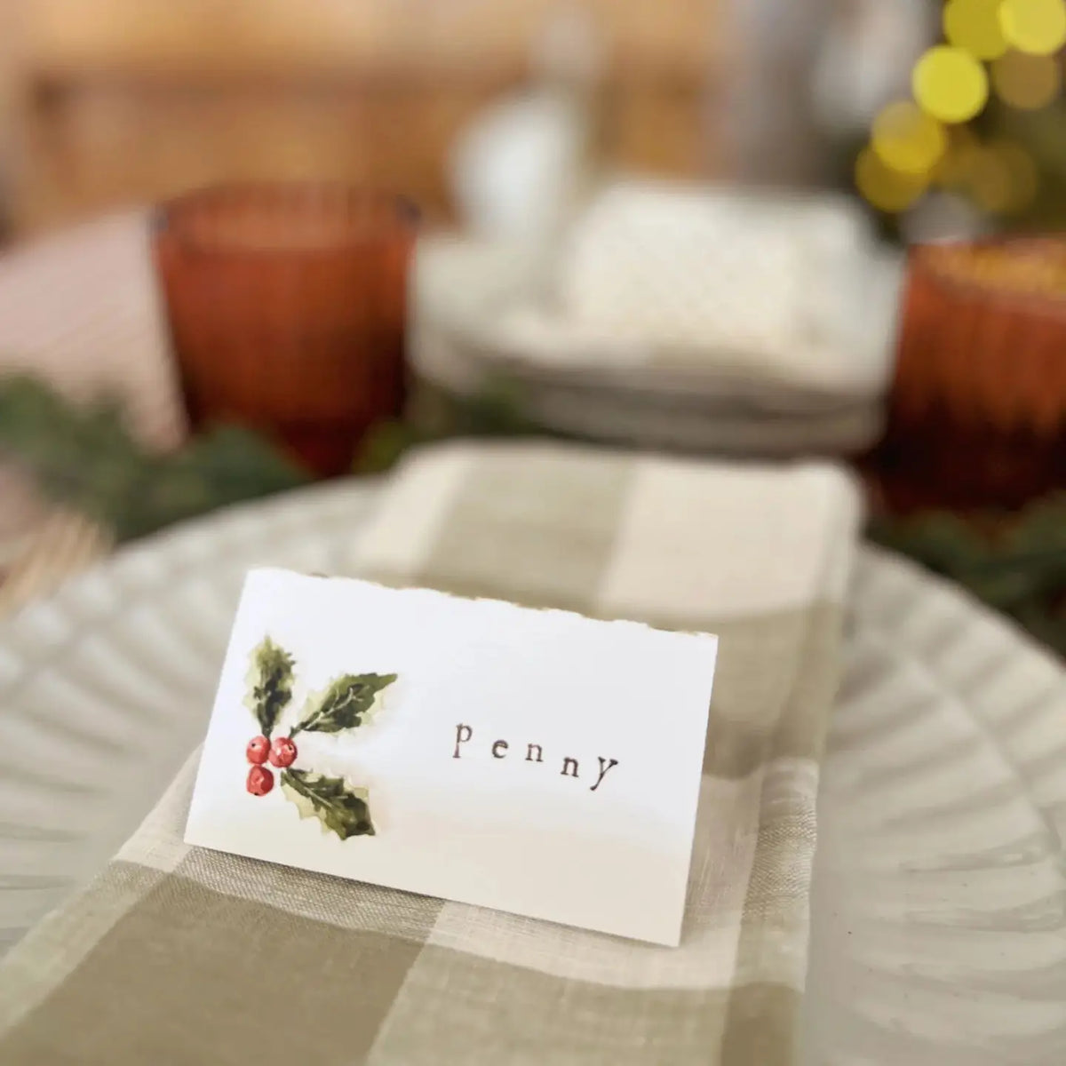 Holly Berry Place Cards