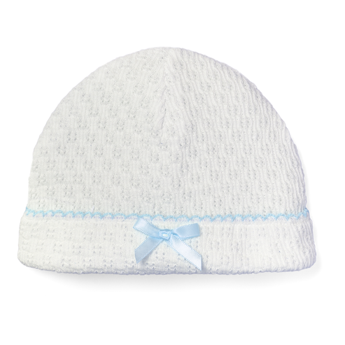 White Saylor Beanie w/Bow | White/Blue