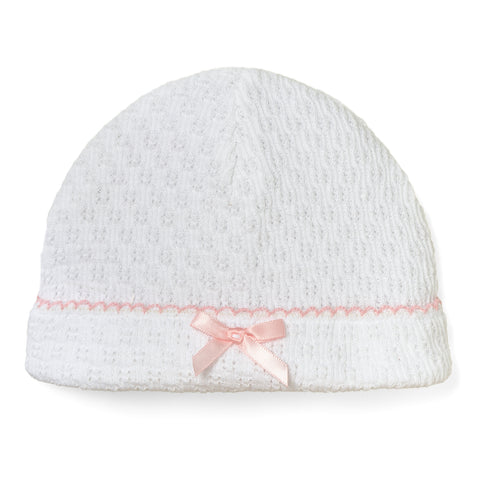 White Saylor Beanie w/Bow | White/Pink