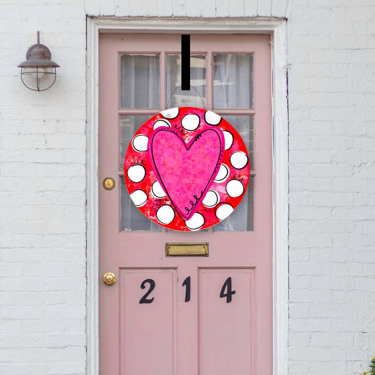 Door Hanger | Polka Dot Pink Heart