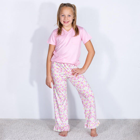 Girl's Ruffle Sleep Pants | Tulip Fields