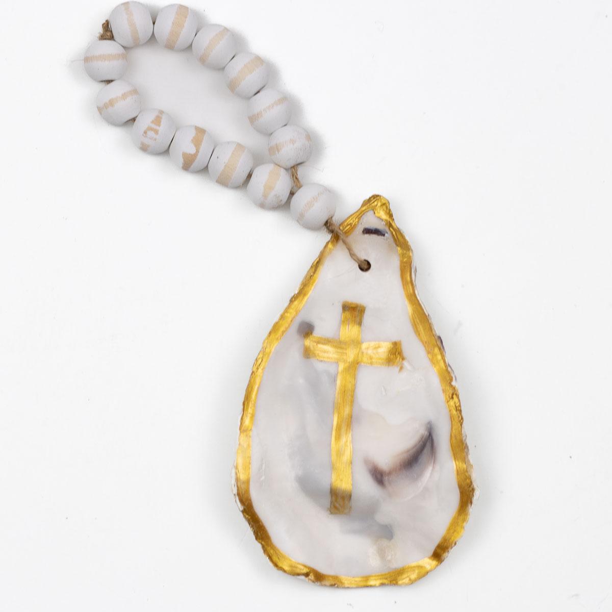 Cruix Oyster Bead Ornament | White/Gold