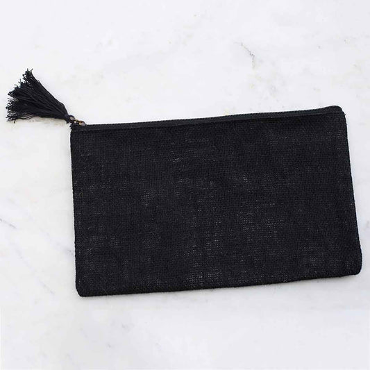 Black Jute Cosmetic Bag