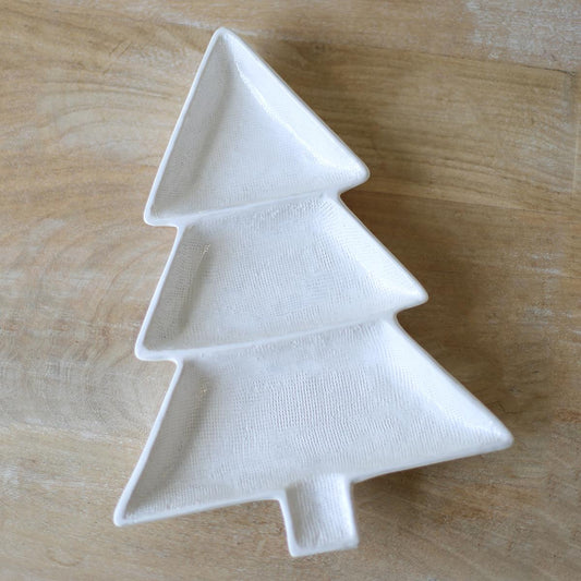 Christmas Tree Divided Dish | White