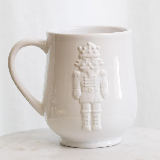 Royal Nutcracker Embossed Coffee Mug | White