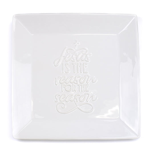 Jesus Is The Reason Embossed Platter | White