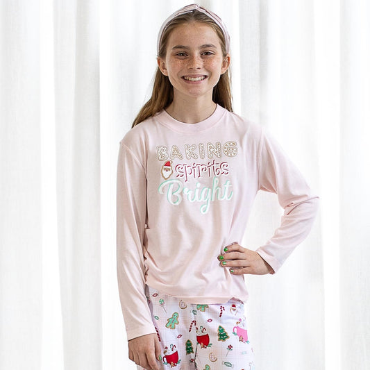 Crew Neck Long Sleeve T-Shirt | Baking Spirits Bright | Youth