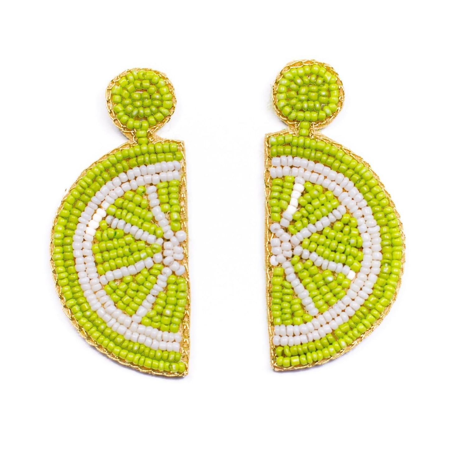 Lime Wedge Beaded Earrings