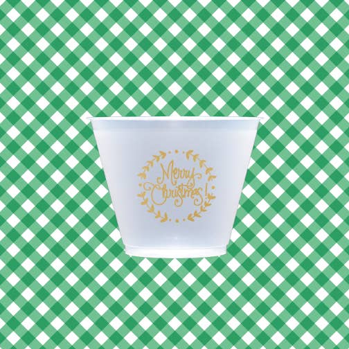 Frosted Cups | Merry Christmas Wreath | 9 oz