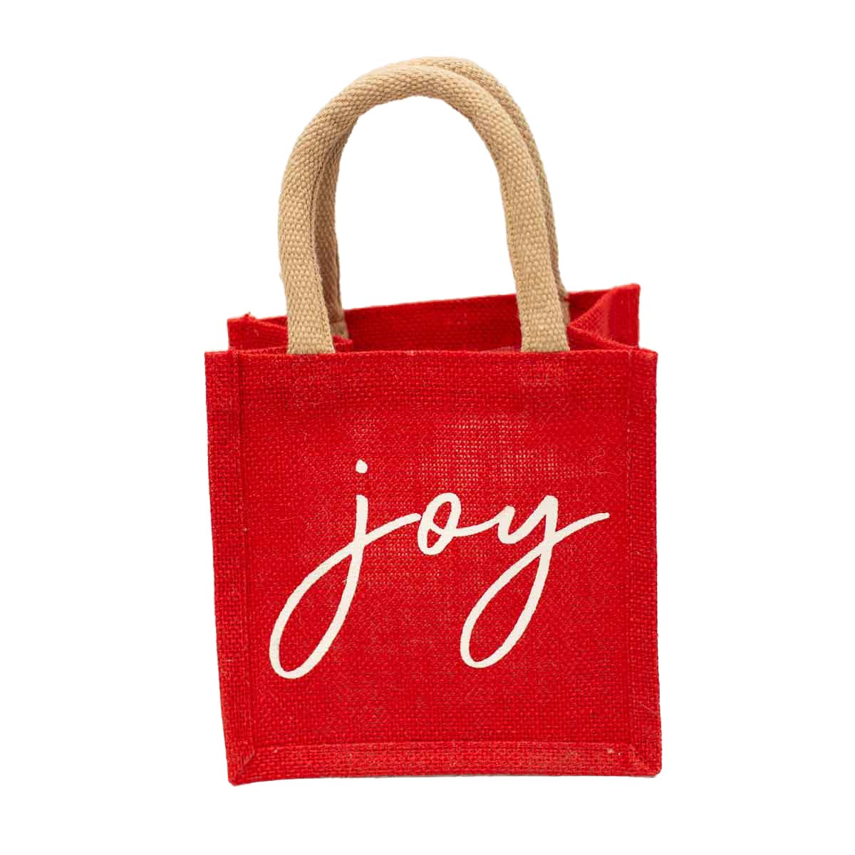 Joy Script Petite Gift Tote - Red/White
