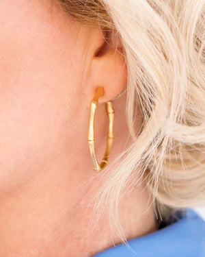 Gold Bamboo Hoop Earrings