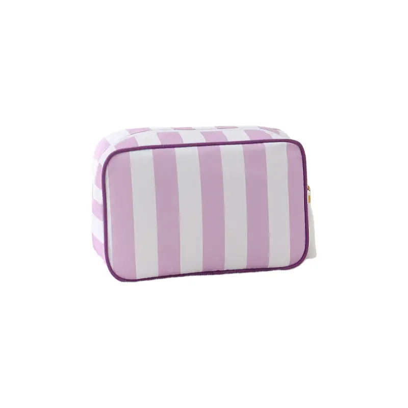 Striped Cosmetic Bag | White & Purple